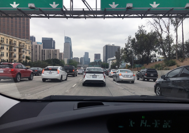 Driving through Downtown LA